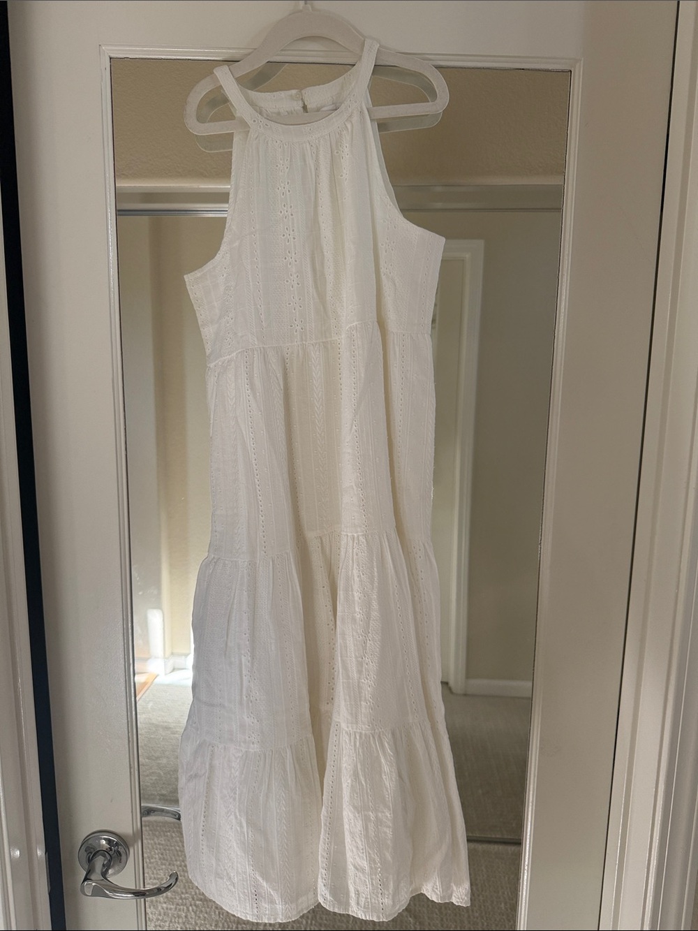 Zara White/Ecru Eyelet Halter Dress Kids Size 11/12